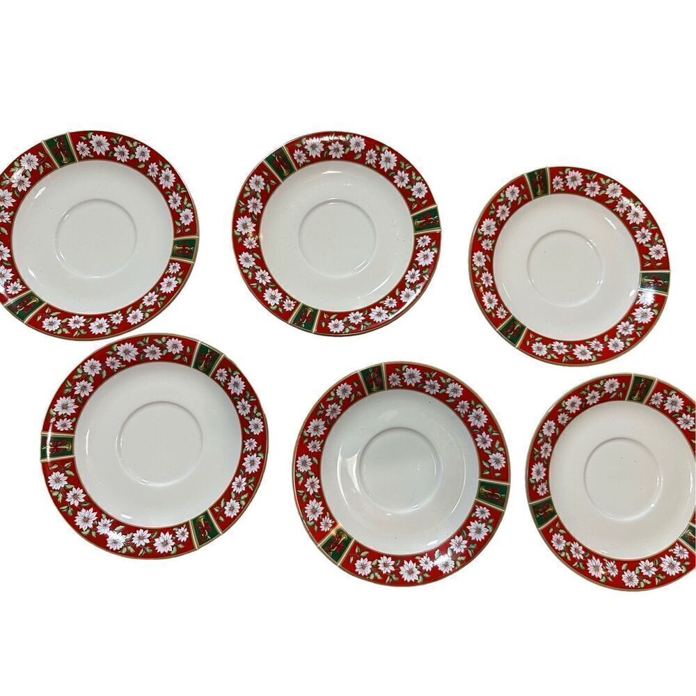 Charlton Hall Classic Traditions Christmas - Set‎ of 4 Saucers Vintage